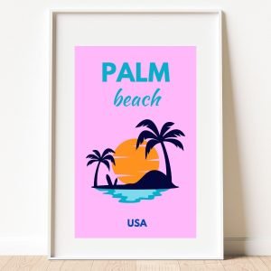 Pink Preppy Palm Beach Travel Poster