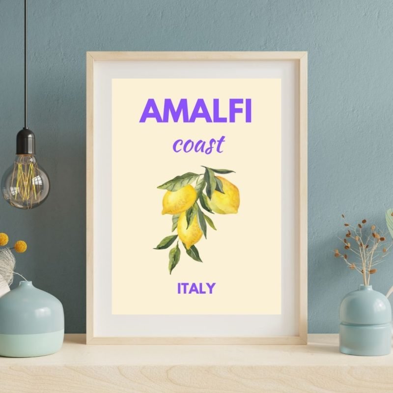 Preppy Amalfi Coast Travel Poster art