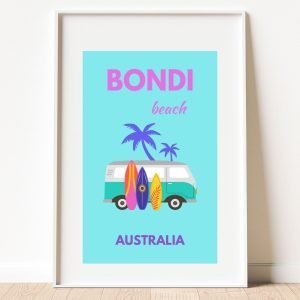 Preppy Bondi Beach Australia Travel Poster