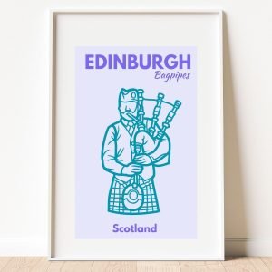 Preppy Edinburgh Scotland Travel Poster