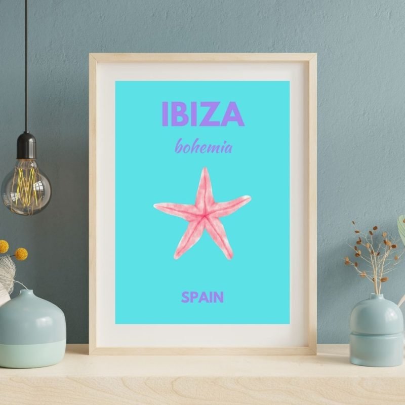 Preppy Ibıza Spain Travel Poster art