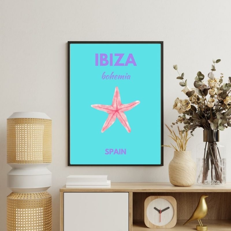 Preppy Ibıza Spain Travel Poster decor