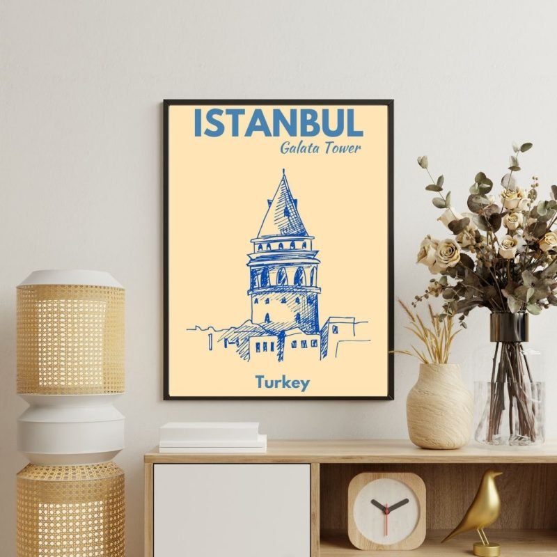 Preppy Istanbul Turkey Travel Poster decor
