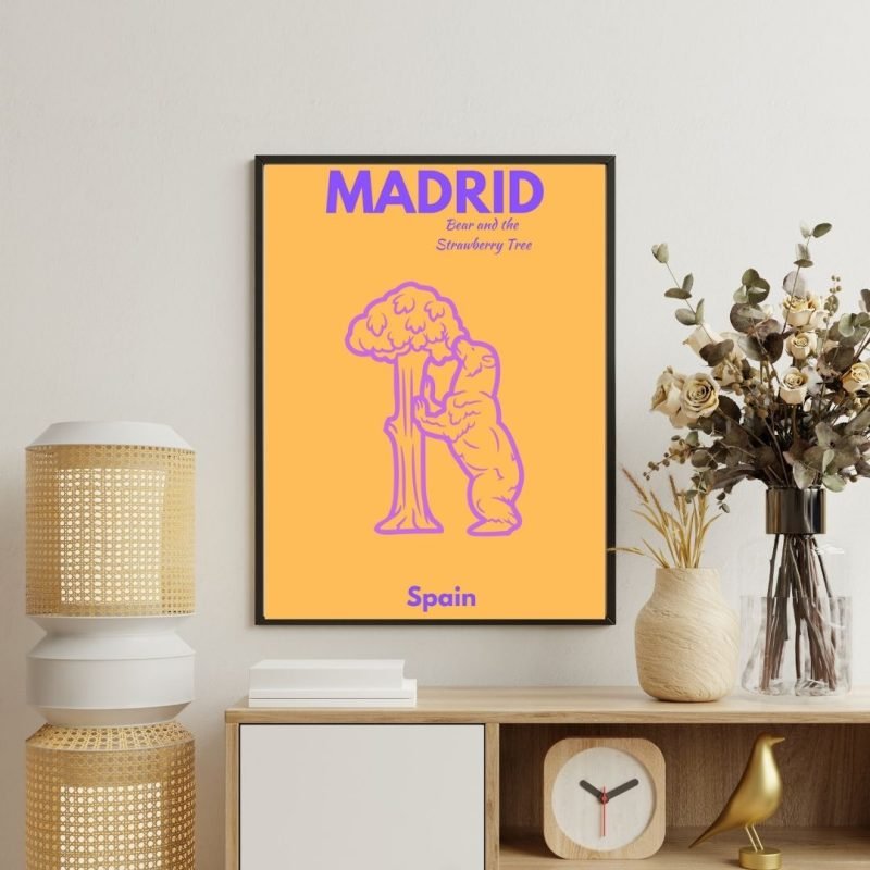 Preppy Madrid Spain Travel Poster canvas