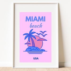 Preppy Miami Beach Travel Poster
