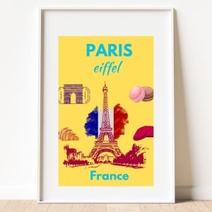 Preppy Paris Eiffel Travel Poster