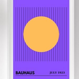Purple Bauhaus Art Poster Orange Circle