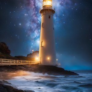 Starry Sky Lighthouse Print