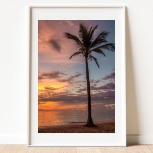 Sunset Palm Tree Beach Poster