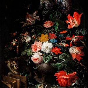 The Overturned Bouquet (Dark floral) Print Abraham Mignon