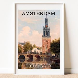 Vintage Amsterdam Holland Travel Poster