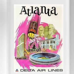 Vintage Atlanta Travel Poster 1974 Airlines