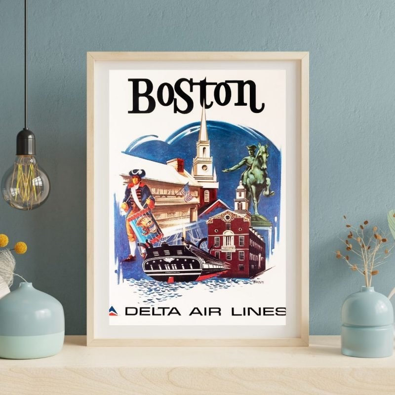 Vintage Boston Travel Poster AirLines 1974