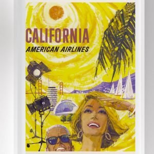 Vintage California Travel Poster 1965 Airlines