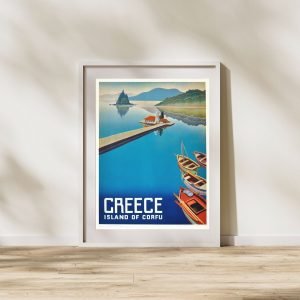 Vintage Corfu Island Greece Travel Poster 1954