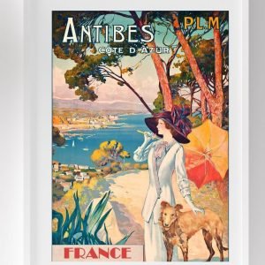 Vintage France Antibes Travel Poster Cote D Azur