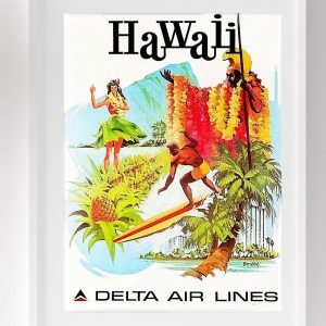 Vintage Hawaii Travel Poster 1974 AirLines