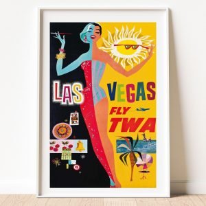 Vintage Las Vegas Travel Poster Twa