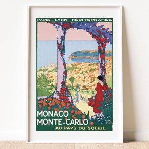 Vintage Monaco Monte Carlo Travel Poster Print