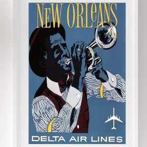 Vintage New Orleans Travel Poster Airlines 1962 print