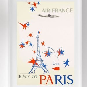 Vintage Paris Travel Poster 1953 Air France