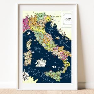 Vintage italy Travel Map Poster