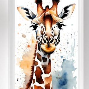 Watercolor Cute Gireffe Art Print poster