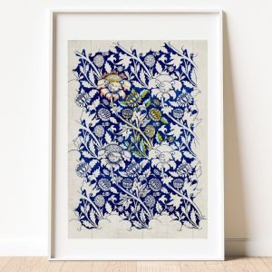 Blue Floral William Morris Cotton Prints Exhibition Poster