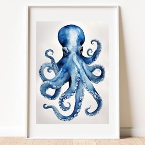 Blue Octopus Art Print