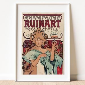 Champagne Ruinart Pere Et French Mucha Art Nouveau Poster