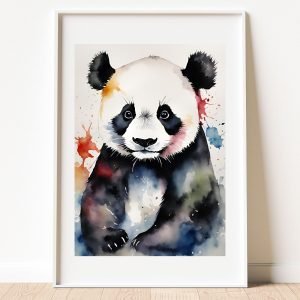 Colorful Watercolor Panda Art Print