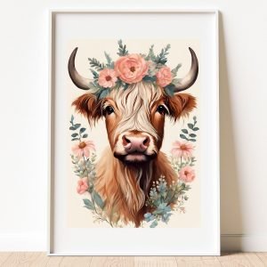Cute Highland Cow Art Print