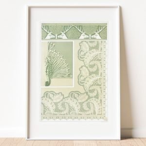 Deer Seahorse Green Plants Wall Art