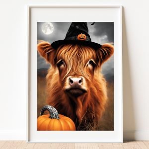 Halloween Highland Cow Art Print