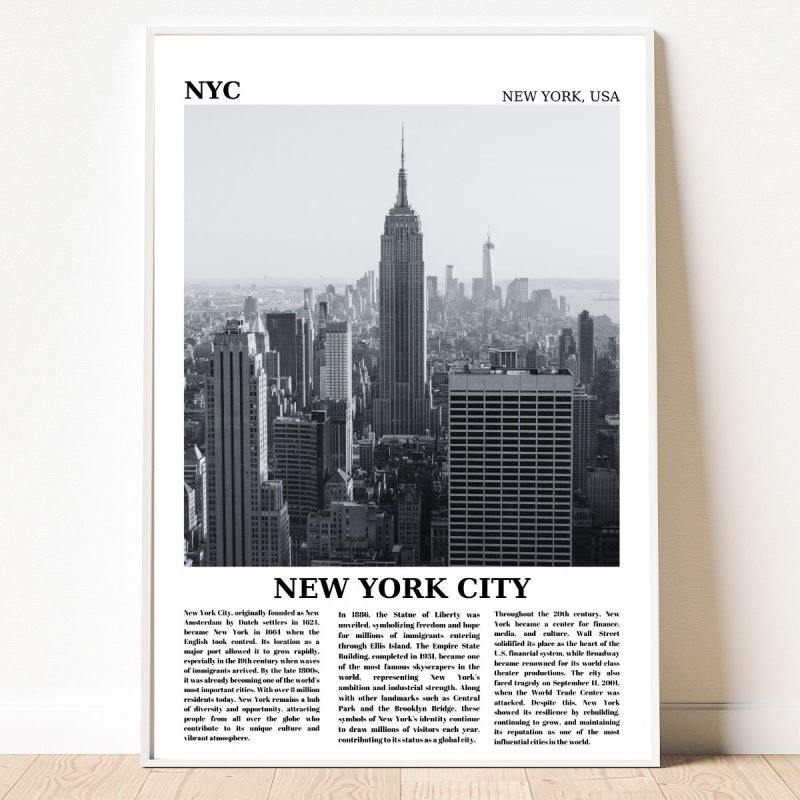 New York City Poster Black and White