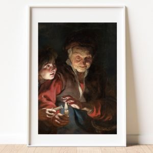 Old Woman and Boy with Candles Print Peter Paul Rubens