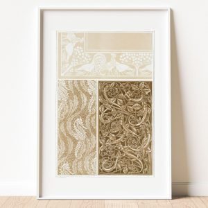 Roosters Seahorses and Lizards Pattern Brown Wall Art