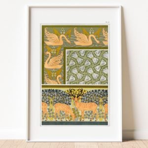 Swans Sagittarius Butterflies and Foliage Pattern Wall Art