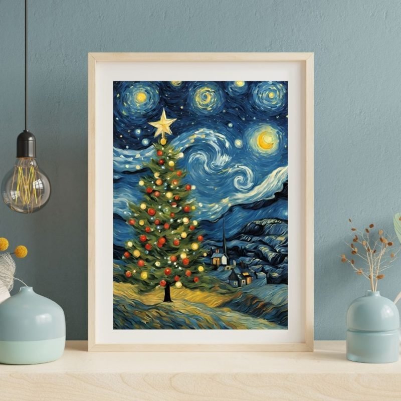 Van Gogh Starry Night Christmas framed Wall Art