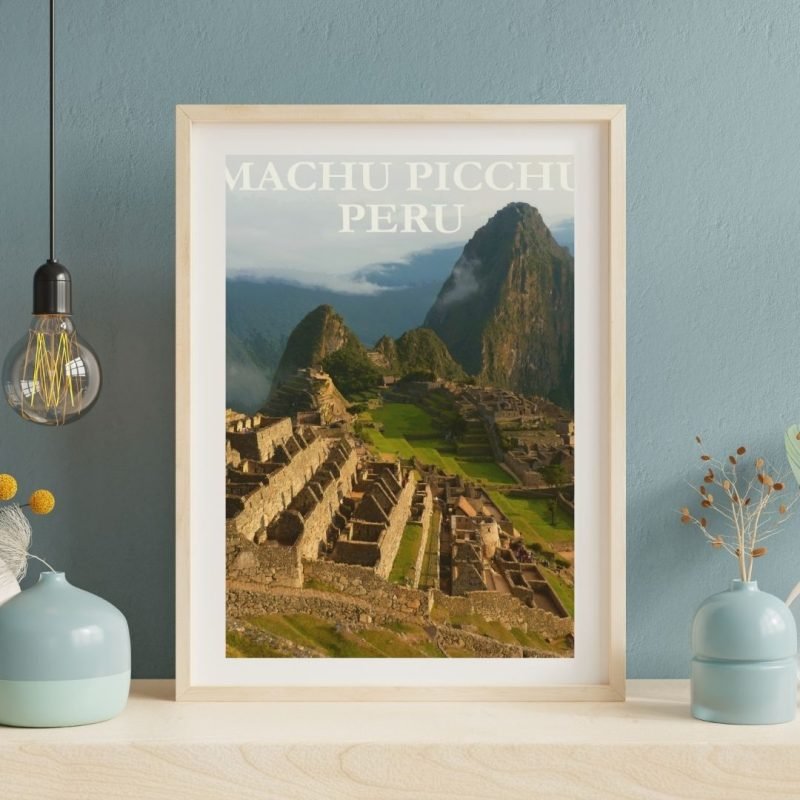 Vintage Peru Machu Picchu Travel Poster framed