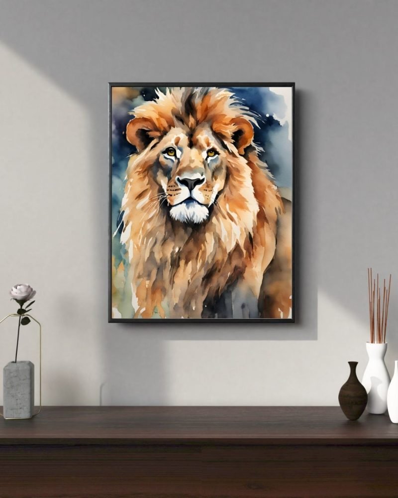 Watercolor Lion canvas Art Print