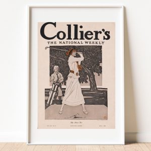 Woman Playing Golf Vintage Magazine Poster