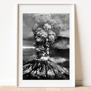 Black White Mt St Helens Volcano Eruption Print