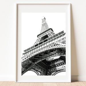 Black and White Eiffel Tower Print Paris France