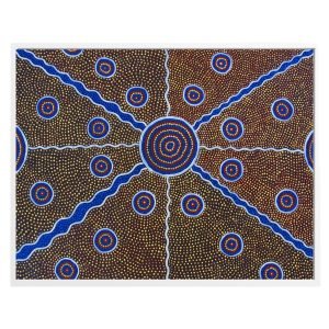 Blue Yellow Brown Circles Aboriginal Art Print