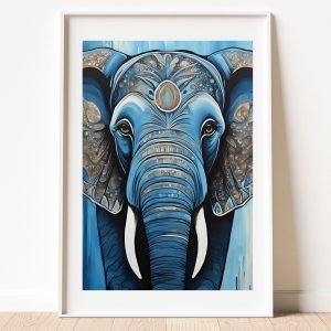 Blue elephant painting print