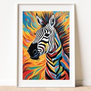 Colorful Abstract Zebra Painting Print