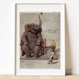 Elephant and Small Dog wall art Print