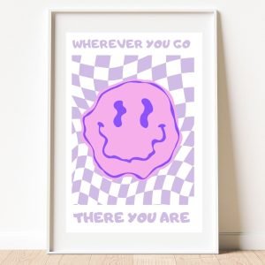 Pink Preppy Smiley Face Poster print