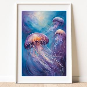 Purple Abstract Jellyfish Painting watercolor wall art